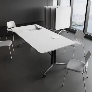 Solid Wood Foldable Adjustable Eco Friendly Oblong Conference Table 10 Seater Commercial Use Office Furniture for Hotel School