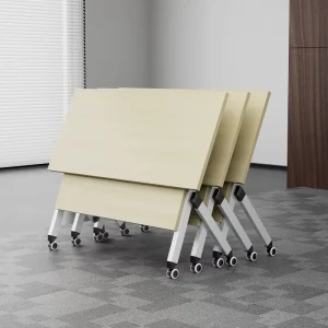 Solid Wood Foldable Conference Table with Metal Legs Modern Design Multi Functional for Home Office