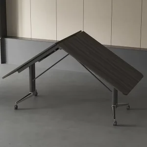 Solid Wood Folding Commercial Conference Table with Wheels Modern Design Movable Office Hotel Computer Desk 10 Seater