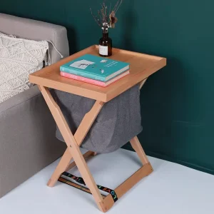 Solid Wood Folding Side Table for Modern Home and Hotel for Bedroom Living Room Dining Furniture