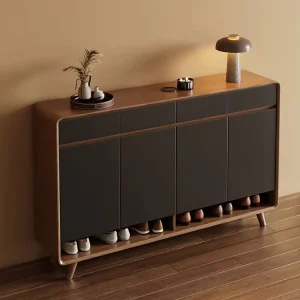 Solid Wood Frame Modern Wall Mount Adjustable Shoe Cabinet Living Room Indoor Integrated New Model