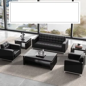 Solid Wood Frame Office Sofa Light Luxury European Style Office Furniture Library Sofas