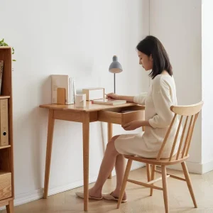 Solid Wood Furniture Study Desk with Storage Drawer Slim Style Design Computer Desk Home Work Desk