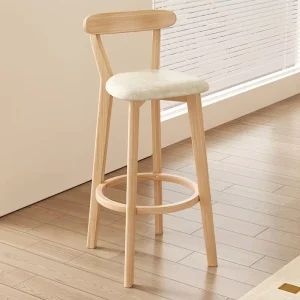 Solid Wood High Bar Stool Modern Simple Design Commercial Use Milk Tea Shop Coffee Balcony Internet Celebrity Front Desk
