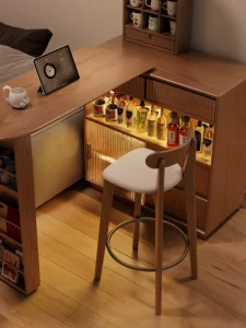 Solid Wood High Bar Stool for Home Cafe Restaurant and Kitchen Use BY001