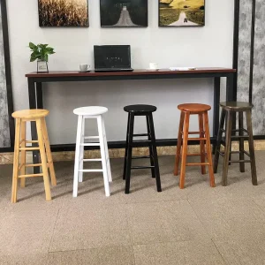 Solid Wood High Stool Simple Bar Chair for Commercial Use