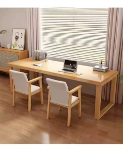 Solid Wood Home Office Desk Large Natural Wood Workstation Table for Office Study