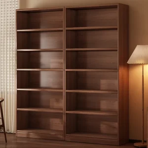 Solid Wood Integrated Bookshelf Storage Cabinet Floor Standing Against Wall for Living Room Office Doubles As Display Cabinet