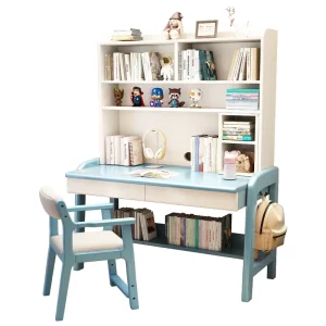 Solid Wood Kids Study Desk With Bookshelf Children Writing Table Classic Student Desk With Hutch For Home School Bedroom