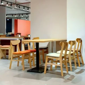 Solid Wood Korean Style Metal Table Frame Stools Tables Chairs for Fast food Snack Noodle Shops Lanzhou Lamian Mala Tang Sets
