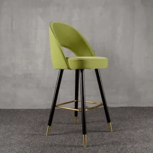 Solid Wood Metal Frame Armless Modern Cafe Leisure Dining Chair Bar Light Luxury American Style Bar Stool