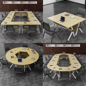 Solid Wood Modern Adjustable Foldable Conference Table for Home Office Conference Room Commercial Use