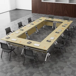 Solid Wood Modern Adjustable Foldable Conference Table for Home Office Hotel Commercial Use