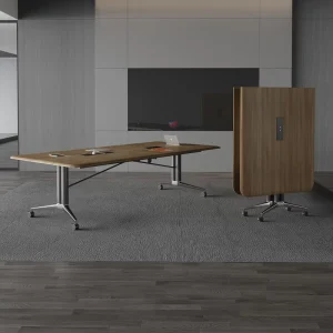 Solid Wood Modern Adjustable Foldable Oblong Conference Table for Home or Office Use Multi Functional Design