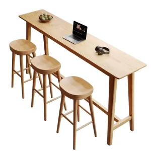 Solid Wood Modern Bar Table Set Industrial Counter Height Dining for Home Bar and Hotel Use