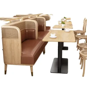 Solid Wood Modern Commercial Dining Booth Sofa and Table Chair Set for Cafes Restaurants & Hotels