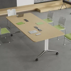 Solid Wood Modern Conference Table Adjustable Eco Friendly Foldable Multi Functional for Home Office Use