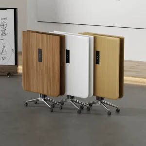 Solid Wood Modern Conference Table Adjustable Eco Friendly Foldable Oblong for Conference Rooms Commercial Spaces