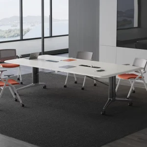 Solid Wood Modern Conference Table Adjustable Legs Eco Friendly Design for Office Home Use Oblong Shape Conference Room