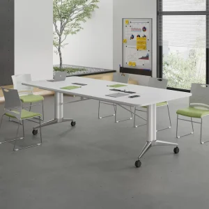 Solid Wood Modern Conference Table with Adjustable Foldable Legs Multi Functional Design for Office Use
