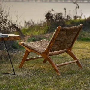 Solid Wood Modern Eco friendly Outdoor Leisure Chair with Rattan Design for Hotel Villa Gym & Hospital Use
