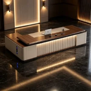 Solid Wood Modern Executive Office Desks with Drawer Storage Sliding Track Wall Mount 3 Year Warranty for Hotel Villa Use