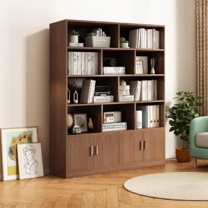 Solid Wood Modern Floor to Ceiling Living Room Bedroom Storage Bookshelf Multi Function Office Bookcase