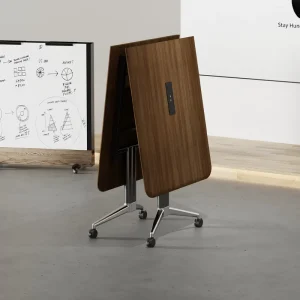 Solid Wood Modern Foldable Conference Table Metal Legs for Home Office Dining Use Adjustable Eco Friendly Commercial Furniture