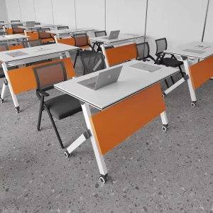 Solid Wood Modern Foldable Conference Table with Adjustable Legs Eco Friendly Design for Home Office Dining or School Use