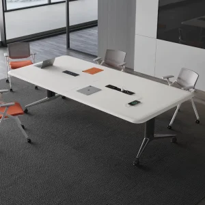 Solid Wood Modern Foldable Conference Table with Adjustable Legs Eco Friendly Design for Office Hotel & Home Use Oblong Shape
