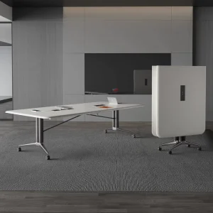 Solid Wood Modern Foldable Conference Table with Adjustable Legs Eco Friendly Design for Office Hotel & Home Use Oblong Shape