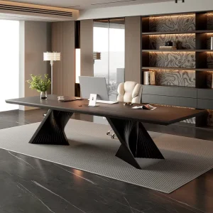Solid Wood Modern Luxury Executive Computer Desk High End Business Negotiation Table for Office Building