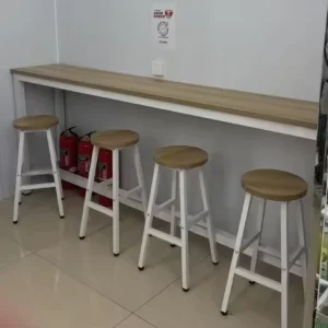 Solid Wood Modern Minimalist Bar Counter Table & Chair Set Home Coffee Shop Restaurant Wood Bar Table With Metal Leg