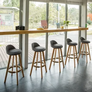 Solid Wood Modern Minimalist Swivel High Bar Stool for Home & Commercial Use Free Shipping