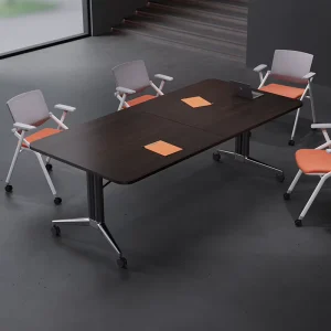 Solid Wood Modern Oblong Conference Table Eco Friendly Design Adjustable Legs Foldable Option Multi Functional Use for Home