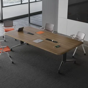 Solid Wood Modern Oblong Conference Table Eco Friendly Design Foldable Legs Multi Functional Features Home Conference Room Hotel