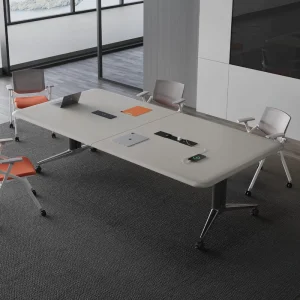 Solid Wood Modern Oblong Conference Table Eco Friendly Design Foldable Legs Multi Functional Features Home Conference Room Hotel