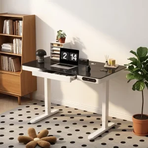 Solid Wood Modern Smart Standing Office Desk Electric Height Adjustable Dual Motor Ladder Desk Multifunctional Workstation for