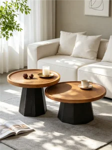 Solid Wood Modular Coffee Table Mobile Side Table Rectangular Sizes Wabi sabi style Antique Pine Finish Home Furniture for