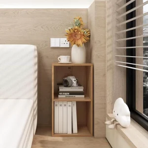 Solid Wood Multilayer Vertical Storage Cabinet Desktop Bookcase Organizer for Student Home Desk Living Room