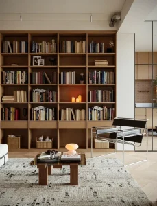 Solid Wood Open Floating Bookshelf for Home Office Villa Apartment Library