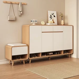 Solid Wood Particle Board Shoe Cabinet Home Entrance Hallway Indoor Shoes Storage Rack for Living Room