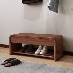 Solid Wood Portable Shoe Bench Modern Minimalist Entryway Bench for Bedroom Warehouse Use Designed for Two People Storage Space
