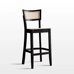 Solid Wood Rattan Bar Stool for Coffee Shops and Restaurants Furniture Restaurant Chairs