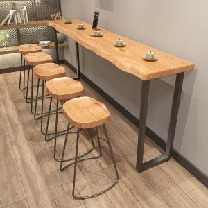 Solid Wood Rectangular Commercial Bar Counter High-top Table Dining Coffee Bar Home Wall-Leaning Minimalist American Style Table
