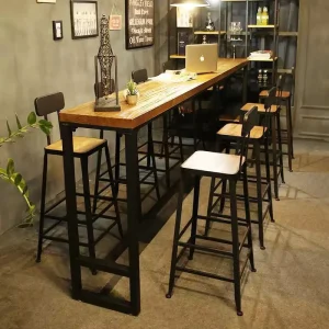 Solid Wood Restaurant Bar Dining Table and Chair Set with Modern Design for Commercial Use