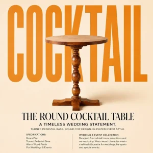 Solid Wood Restaurant Table with Antique Design for Commercial Bistro Bar and Wedding Event Venue Sets