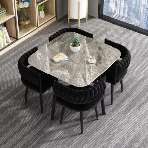Solid Wood Round Small Leisure Dining Table and Chair Combination with Removable Backrest Durable and Modern Design