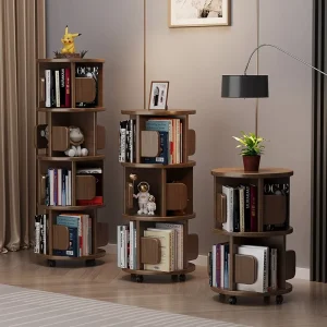 Solid Wood Simple Small Bookcase Picture Book Reading Storage Rack Rotating Floor standing Bookshelf