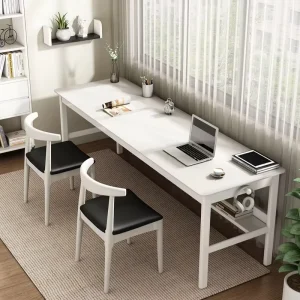 Solid Wood Three Person Desk Long Dual Height Adjustable Desk Home Office Computer Study Conference Table